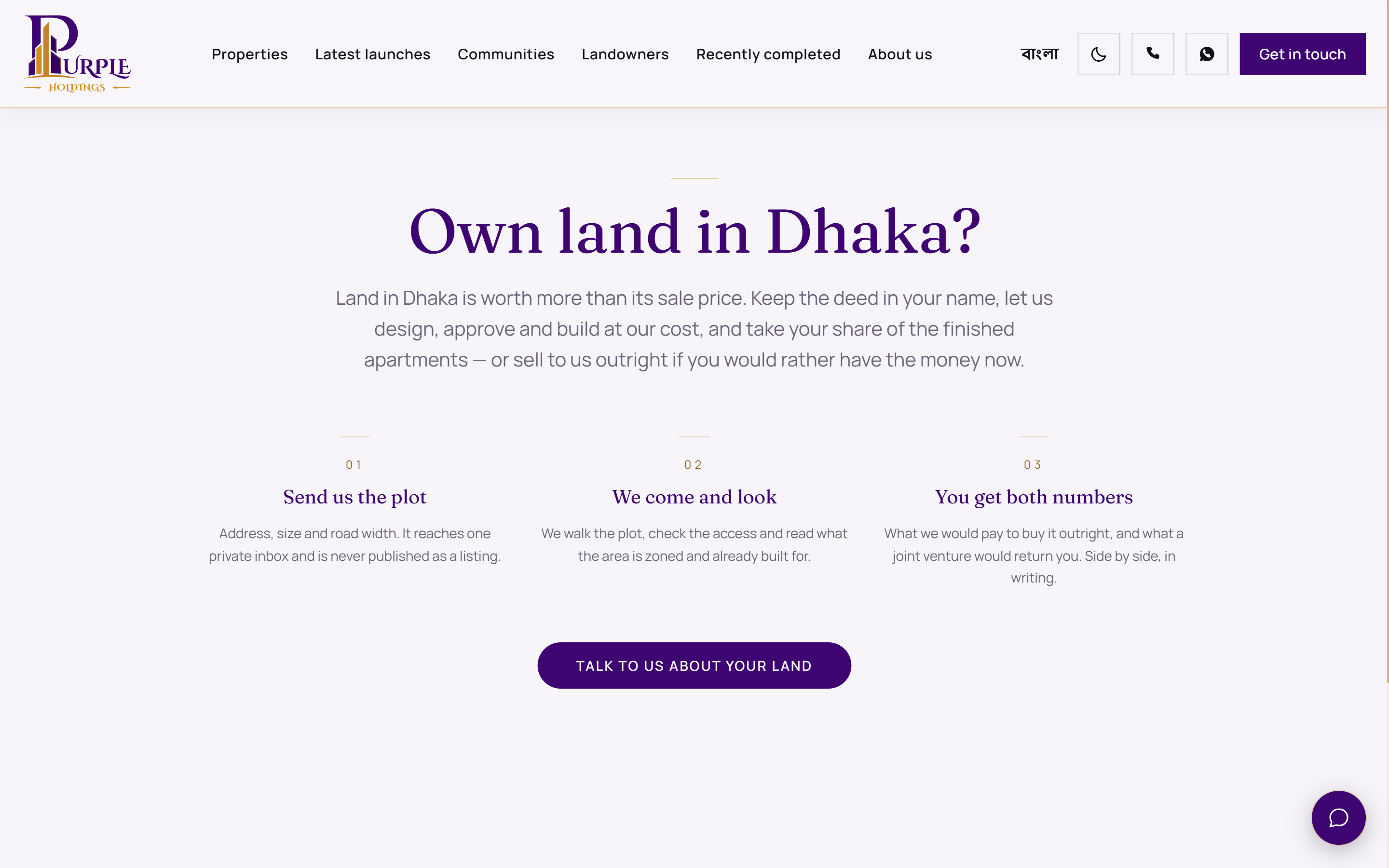 Purple Holdings three-step offer for landowners in Dhaka